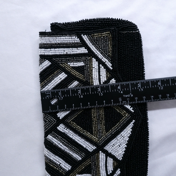 Express Beaded Clutch Geometric Pattern Art Deco Style Satin Lined Evening Purse - Picture 9 of 9